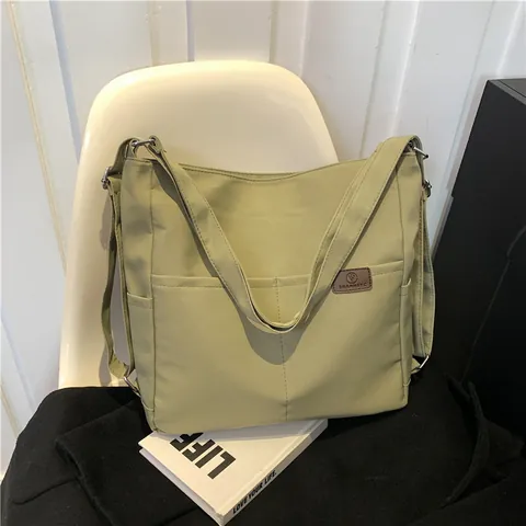 Women Large Capacity Tote Bag Multifunctional 3 Way Shoulder Crossbody Backpack Waterproof Nylon Canvas Commuting School Laptop Handbag