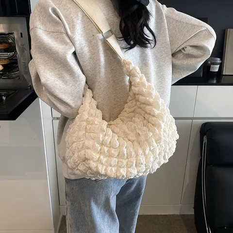 Damen Schultertasche Mit Popcorn Struktur Plissierte Wolken Tragetasche Große Kapazität Lässige Umhängetasche Weiche Hobo Tasche