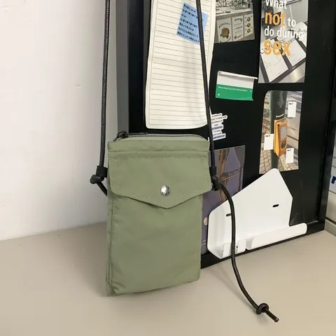 Mini Borsa a Tracolla in Nylon Stile Giapponese per Cellulare Donna Uomo Tinta Unita Casual Borsa a Spalla Con Tasca