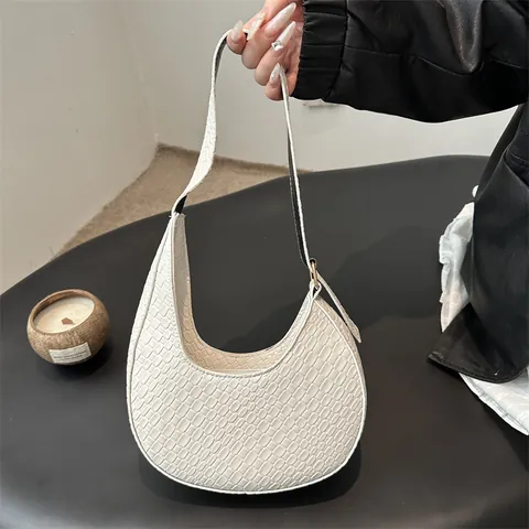 Damen Minimalistische PU-Leder Webmuster Mondsicheltasche Vintage Hobo Achsel Schultertasche Für Tägliche Mode Büro Dating