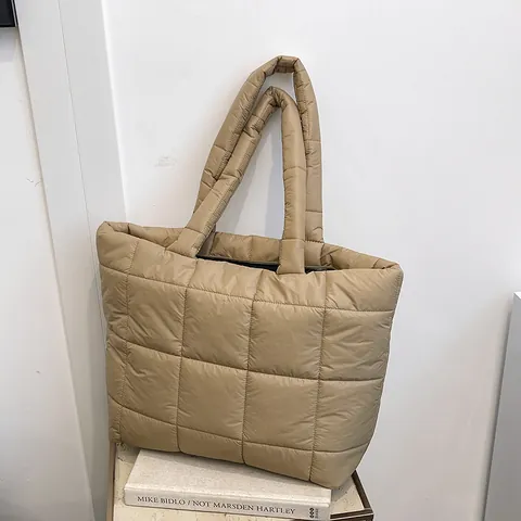 Women's Puffer Tote Bag Quilted Large Capacity Nylon Shoulder Handbag For Autumn Winter Casual Daily Fashion Travel