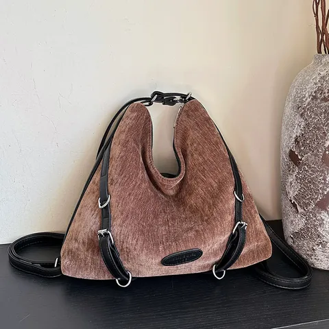 Women's Vintage Corduroy Shoulder Bag Large Capacity Crossbody Tote Bag Versatile Convertible Backpack For Daily Fashion