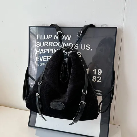 Women's Vintage Corduroy Shoulder Bag Large Capacity Crossbody Tote Bag Versatile Convertible Backpack For Daily Fashion