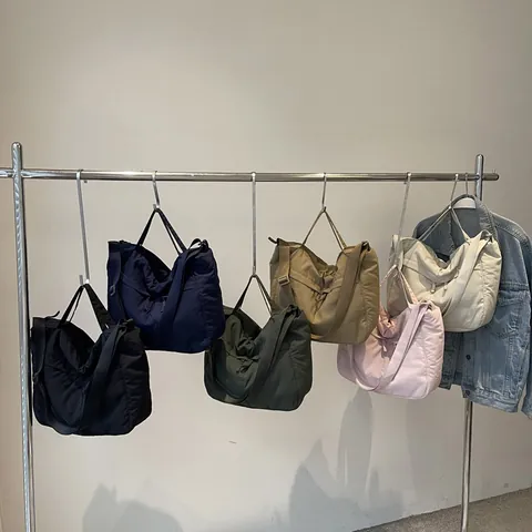 Grote Capaciteit Nylon Tote Tas Voor Dames Effen Kleur Multi-Pocket Schouder Crossbody Handtas Casual Dagelijks