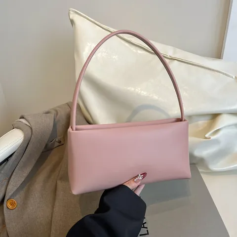 Minimalist PU Leather Baguette Underarm Bag For Women Solid Color Single Shoulder Crossbody Handbag Fashion Commuting Daily Purse