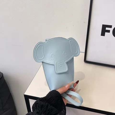 Women Cute Elephant Shape Mini Crossbody Bag PU Leather Mobile Phone Pouch Solid Color Small Shoulder Bag Daily Casual Handbag