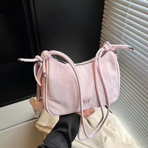Bolso de Axila Hobo Plisado para Mujer Moda Minimalista de Tela Color Sólido Bolso de Hombro Bolso Dumpling para Uso Diario Streetwear