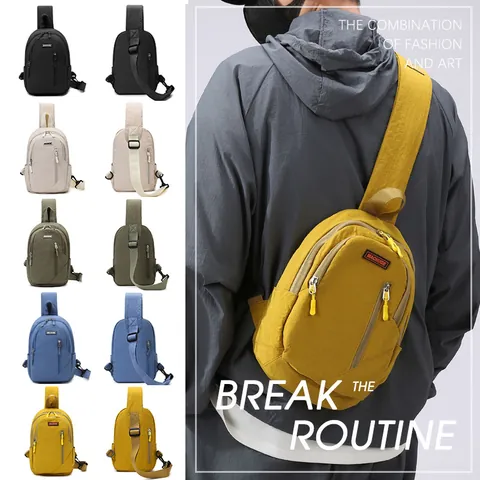 Waterproof Nylon Chest Bag For Men Women Large Capacity Crossbody Sling Bag Casual Sport Shoulder Bag Outdoor Commuter Travel Bag