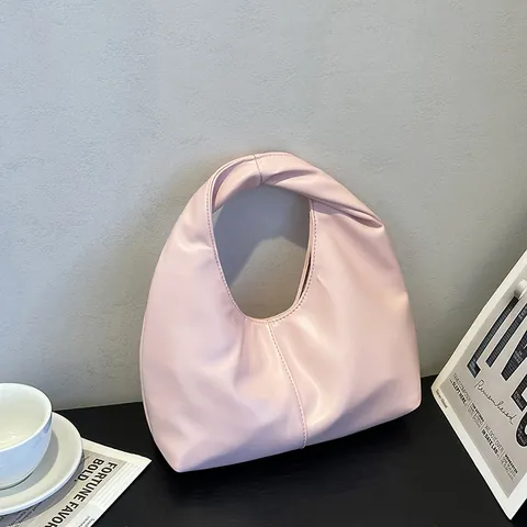 Damen PU Leder Achseltasche Mode Einfach Einfarbig Hobo Handtasche Lässige Tägliche Umhängetasche Weiche Tasche