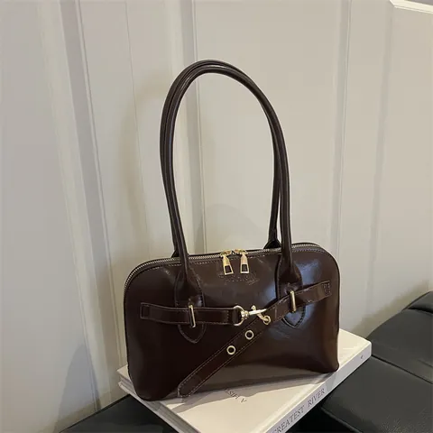 Vintage PU Leren Ondertas Voor Vrouwen Mode Luipaardprint Schoudertas Met Metalen Gesp Glanzende Handtas