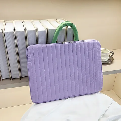 Portable Quilted Laptop Sleeve Handheld Protective Computer Case Shockproof Nylon Storage Bag For Women Work Commute Minimalist Bag