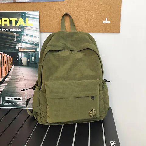 Sac à Dos de Mode en Nylon pour Femmes Motif Quadrillé Grande Capacité Sac d'École Décontracté Léger Sac de Voyage Quotidien