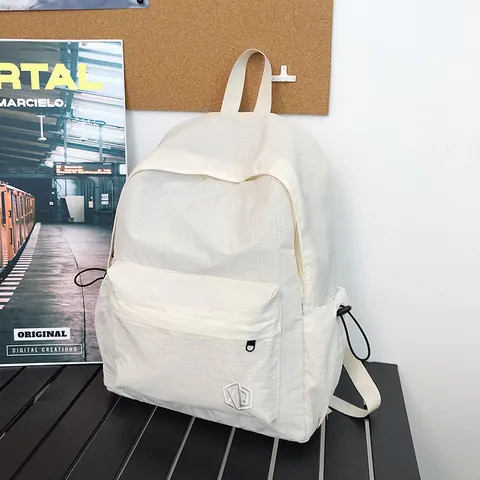 Sac à Dos de Mode en Nylon pour Femmes Motif Quadrillé Grande Capacité Sac d'École Décontracté Léger Sac de Voyage Quotidien