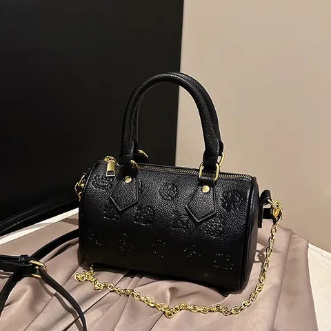 Dames Koreaanse Mode PU Leer Boston Tas Cartoon Sterrenbeeld Print Crossbody Handtas Met Ketting Mini Kussen Tas