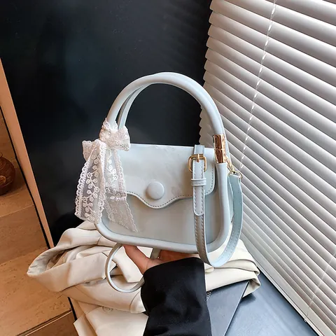 Elegante Borsa a Tracolla da Donna in Pelle PU Moda Con Decorazione Fiocco in Pizzo Borsa a Mano Con Tracolla Regolabile Oro