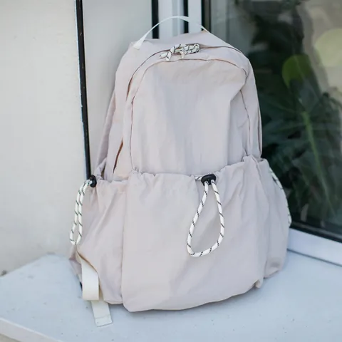 Sac à Dos Femme Style Coréen Minimaliste Couleur Unie Tissu Oxford Grande Capacité Sac d'École Étudiant pour Voyage Quotidien