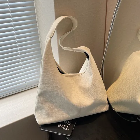 Damen Minimalistische Litschimuster PU Leder Tote Bag Große Kapazität Weiche Hobo Schultertasche Pendler Alltag Handtasche