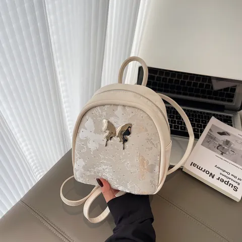 Zaino Mini a Farfalla da Donna Moda Pelle PU Glitter Paillettes Borsa da Viaggio Piccola Borsa a Tracolla Streetwear