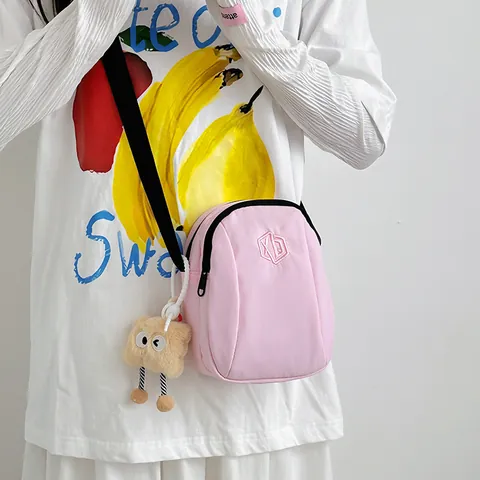 Borsa a Tracolla da Donna in Nylon Leggero Stile Coreano Borsa a Spalla Piccola Impermeabile Estiva Con Logo Ricamato Borsa a Conchiglia per Viaggi Quotidiani