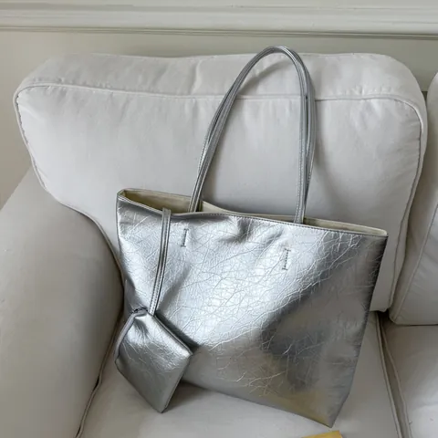 Vintage Große Kapazität PU-Leder Tragetasche Mit Beutel Für Damen Koreanischen Stil Faltenstruktur Schultertasche Für Schule Pendeln