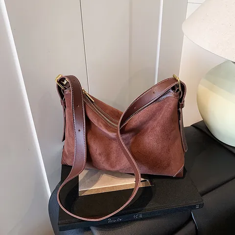 Damen Vintage Einfarbig Quadratische Umhängetasche Synthetikleder Wildlederoptik Achseltasche Crossbody Tasche Für Den Alltag Büro