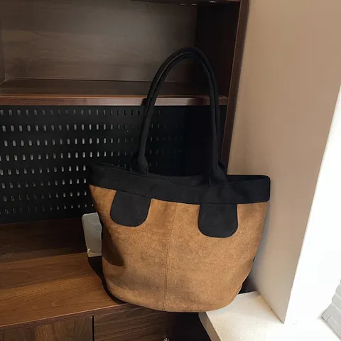 Bolso Tote de Gran Capacidad para Mujer Minimalista Textura Esmerilada Bloques de Color Bolso de Hombro Retro Viaje Diario Mano