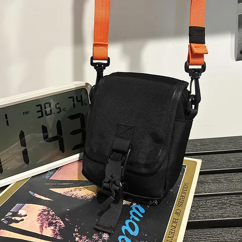 Bolso Bandolera Casual de Tela Oxford para Mujer Hombre Estilo Workwear Bolso de Hombro Cuadrado Pequeño Con Hebilla Táctica Bolso Teléfono