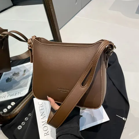 Vintage Minimalist PU Leather Shoulder Bag For Women Fashion Bag New York Print Crossbody Bag Daily Commuting Handbag