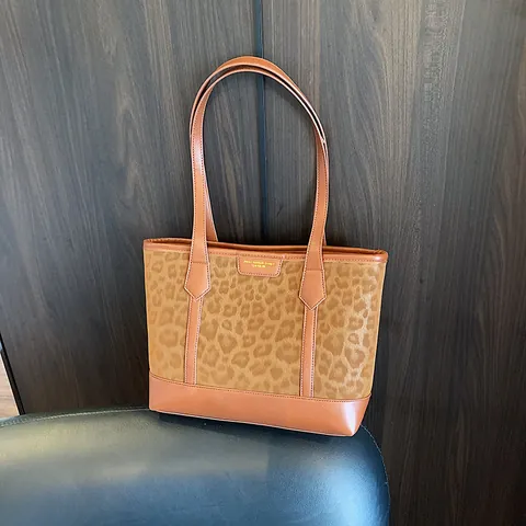 Borsa Tote con Stampa Leopardata Vintage Grande Capacità per Donna Pelle PU Giuntura Borsa a Spalla Moda Pendolarismo Borsa a Mano