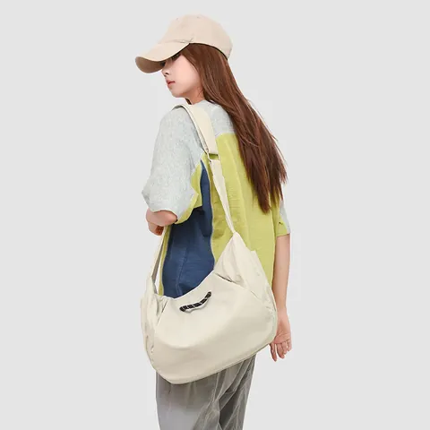 Dames Grote Capaciteit Oxford Stof Crossbody Tas Urban Street Style Schoudertas Met Verstelbare Riem Trekkoord Ontwerp