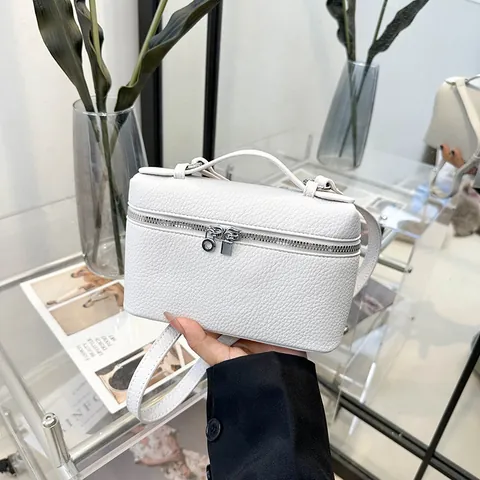 Women's Fashion PU Leather Litchi Pattern Small Square Box Bag Simple Shoulder Messenger Bag Handbag Daily Crossbody Bag