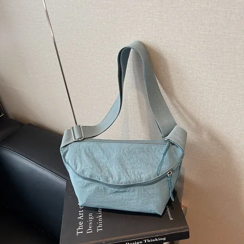 Japanese Minimalist Nylon Crossbody Bag For Women Large Capacity Solid Color Dumpling Shape Shoulder Bag Casual Daily Travel Satchel