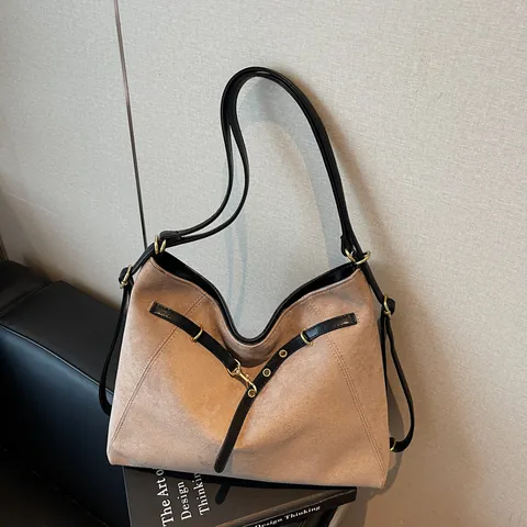 Retro Large Capacity Women Leopard Print Tote Bag PU Matte Suede Texture Underarm Shoulder Bag Casual Commuter Handbag