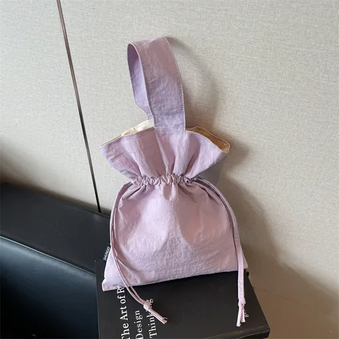 Dames Minimalistische Stoffen Handtas Koord Bucket Bag Grote Capaciteit Effen Kleur Stoffen Tote Tas Voor Dagelijks Woon-werkverkeer