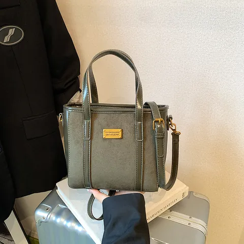 Women Spliced PU Suede Bucket Bag Retro Handheld Shoulder Crossbody Bag Contrast Color Gold Metal Hardware Daily Use Top Handle Bag