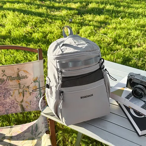 Sac à Dos Extérieur en Nylon Grande Capacité Cartable Simple à la Mode pour Étudiants Sac de Sport Décontracté Avec Poche en Filet