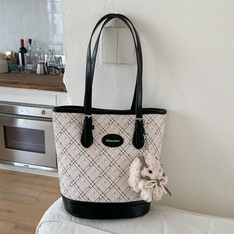 Damen Mode Rautenmuster Druck Tote Bag PU Leder Große Kapazität Beuteltasche Schultertasche Für Tägliches Pendeln Büro