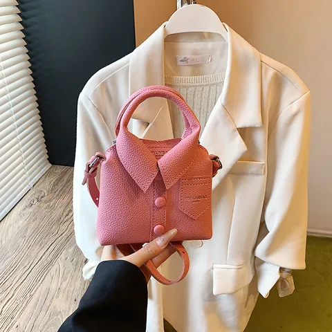 Mini Shirt Shape Women Handbag PU Leather Crossbody Bag Novelty Shoulder Purse With Top Handle Adjustable Strap Fashion Daily Bag