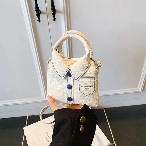 Mini Shirt Shape Women Handbag PU Leather Crossbody Bag Novelty Shoulder Purse With Top Handle Adjustable Strap Fashion Daily Bag