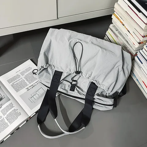Large Capacity Nylon Travel Bag For Women Waterproof Wrinkled Tote Handbag For Gym Yoga Sports Casual Weekend Shoulder Bag