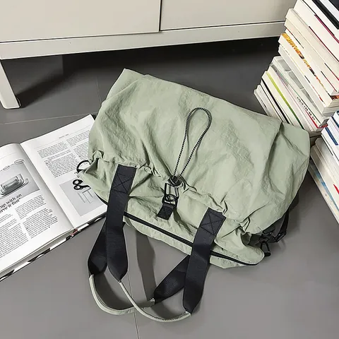 Large Capacity Nylon Travel Bag For Women Waterproof Wrinkled Tote Handbag For Gym Yoga Sports Casual Weekend Shoulder Bag