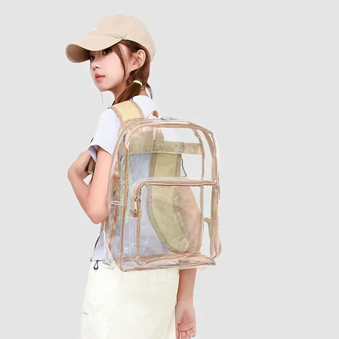 Fashion Clear PVC Backpack Waterproof Large Capacity School Bookbag For Women Teenagers Casual Travel Transparent Daypack