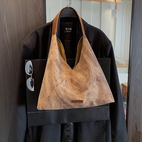 Borsa Tote Vintage a Texture Marmo per Donna Grande Capacità in Pelle PU Borsa a Tracolla Con Pochette Interna Borsa Casual Pendolare Geometrica