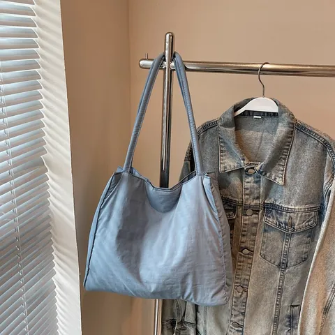 Damen Casual Stoff Tote Bag Große Kapazität Minimalistische Umhängetasche Weiche Hobo Tasche Für Tägliche Reise Einkaufen Pendeln