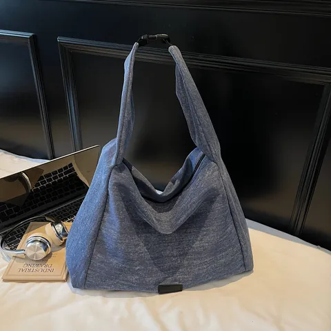 Women Large Capacity Canvas Tote Bag Japanese Minimalist Style Casual Shoulder Underarm Bag For Daily Commute Work