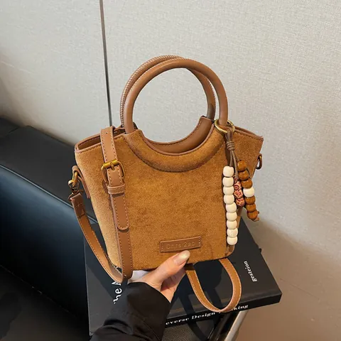 Women Fashion PU Leather Leopard Print Bucket Bag With Beaded Pendant Vintage Shoulder Crossbody Handbag For Daily Use