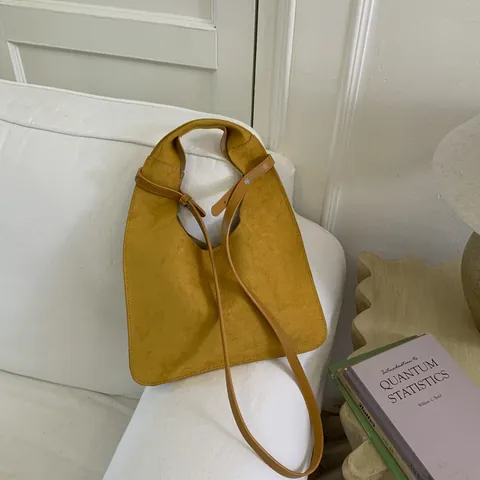 Dames Minimalistische Retro Schoudertas Van Suède-Look PU Grote Capaciteit Effen Kleur Magneetsluiting Hobo Tas Met Binnentas