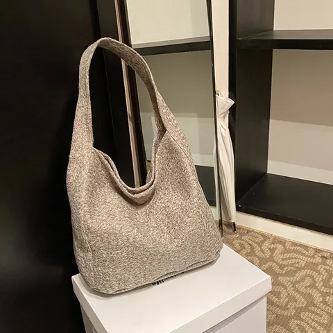 Damen Große Kapazität Plüsch Tote Bag Einfach Leopardenmuster Wollen Schultertasche Herbst Winter Lässig Unterarm Beutel Set Handtasche