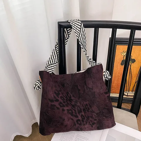 Vintage PU Leder Große Kapazität Tote Bag Für Damen Retro Leopardenmuster Unterarm Schultertasche Mit Gewebtem Riemen