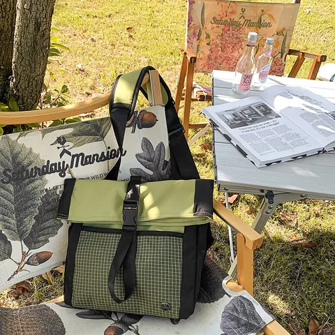 Damen Casual Nylon Umhängetasche Urban Outdoor Große Kapazität Klappe Schnalle Schultertasche Gitter Netztasche Reisen